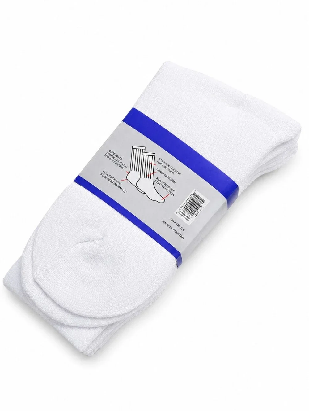 12 Pairs Men's Cotton Crew Everyday Plain Solid White Socks Size 9-11